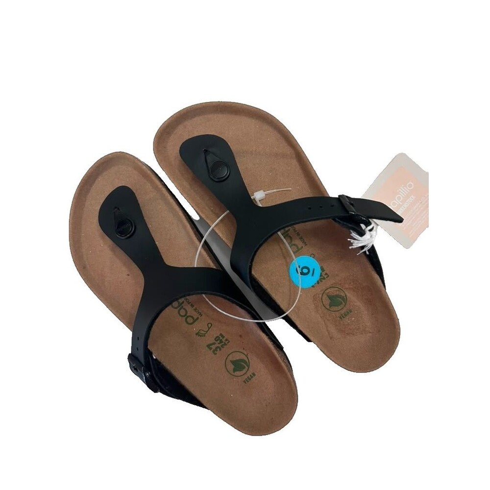 Papillio Birkenstock Gizeh Sandals Women Size 37 Black Platform Slippers New